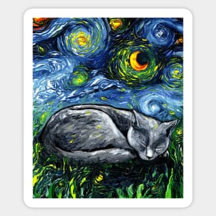 Sleepy Russian Blue Night Sticker